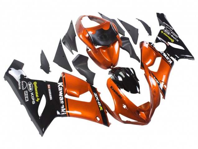 Carenado Moto Kawasaki ZX6R 2005-2006 - Naranja Negro Asequibles
