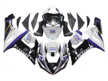 Carenados Moto Kawasaki ZX6R 2005-2006 - Blanco Púrpura Negro Rizoma Playboy DENSO Asequibles