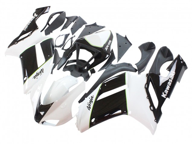 Carenados Moto Kawasaki ZX6R 2007-2008 - Negro Blanco Ninja Asequibles