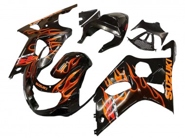 Carenados Moto Suzuki GSXR1000 2000-2002 - Negro Brillante Naranja Llama Asequibles