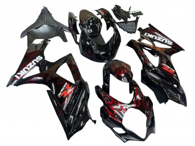Carenados Moto Suzuki GSXR 1000 2007-2008 - Negro Rojo Llama Asequibles