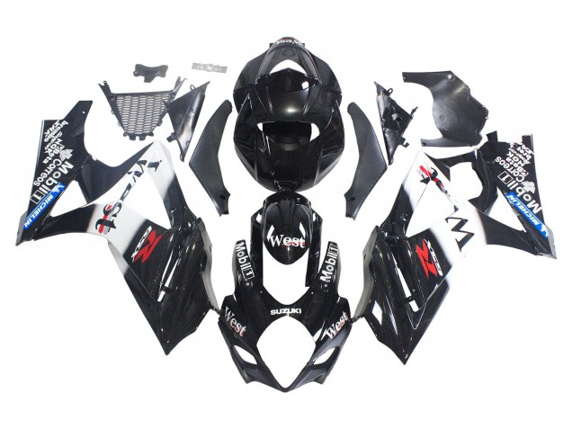 Carenados Moto Suzuki GSXR 1000 2007-2008 - Negro Brillante Blanco West Asequibles