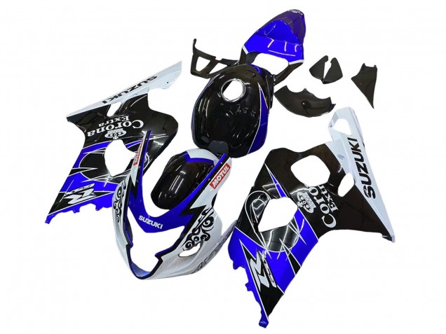 Carenado Moto Suzuki GSXR 600 / GSXR 750 2004-2005 - Blanco Azul Negro Corona Motul Asequibles