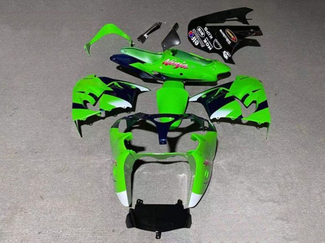 Carenado Moto Kawasaki ZX9R 2000-2001 - Verde Blanco Negro Brillante Asequibles