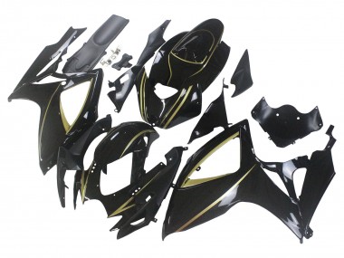 Carenados Moto Suzuki GSXR 600 / GSXR 750 2006-2007 - Negro Brillante Oro Raya Asequibles