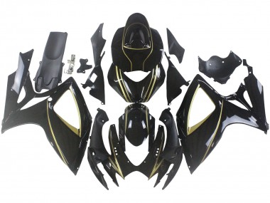 Carenados Moto Suzuki GSXR 600 / GSXR 750 2006-2007 - Negro Brillante Oro Raya Asequibles