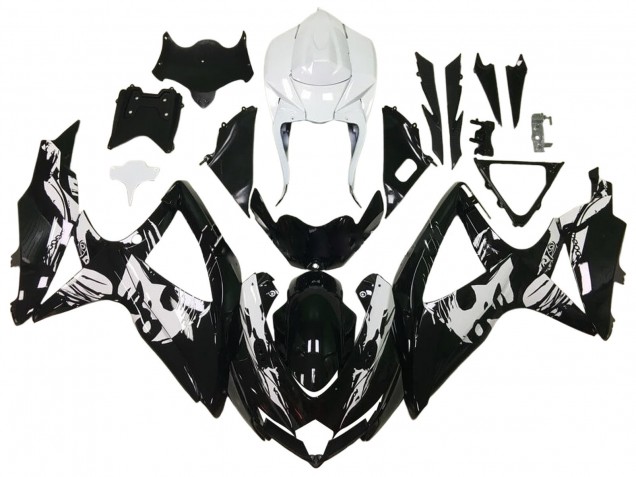 Carenados Moto Suzuki GSXR 600 / GSXR 750 2006-2007 - Negro Brillante Blanco Asequibles