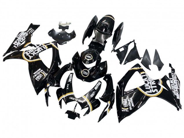 Carenados Moto Suzuki GSXR 600 / GSXR 750 2006-2007 - Negro Brillante Blanco Motul Lucky Strike Asequibles