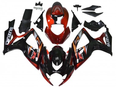 Carenados Moto Suzuki GSXR 600 / GSXR 750 2006-2007 - Rojo Negro Brillante Naranja Asequibles