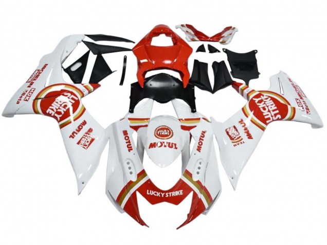 Carenados Moto Suzuki GSXR 600 / GSXR 750 2008-2010 - Blanco Rojo Lucky Strike Asequibles