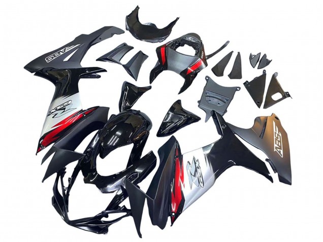 Carenados Moto Suzuki GSXR 600 / GSXR 750 2011-2024 - Negro Brillante Falsificado FibraCarbono Plata Rojo Asequibles
