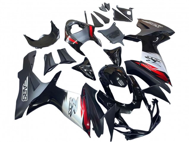 Carenados Moto Suzuki GSXR 600 / GSXR 750 2011-2024 - Negro Brillante Falsificado FibraCarbono Plata Rojo Asequibles