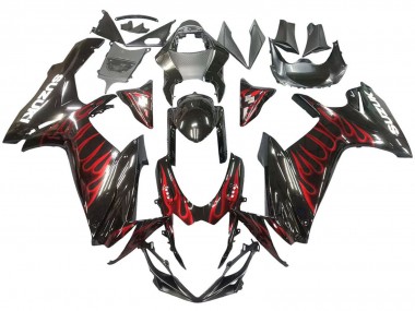 Carenados Moto Suzuki GSXR 600 / GSXR 750 2011-2024 - Negro Brillante Rojo Llama Asequibles