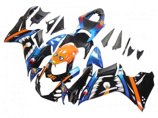 Carenados Moto Suzuki GSXR 600 / GSXR 750 2011-2024 - Azul Claro Naranja Negro Blanco Tiburón 46 Asequibles