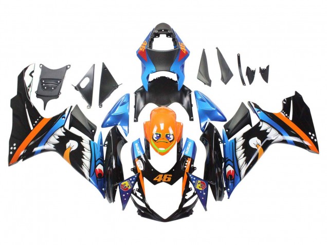 Carenados Moto Suzuki GSXR 600 / GSXR 750 2011-2024 - Azul Claro Naranja Negro Blanco Tiburón 46 Asequibles