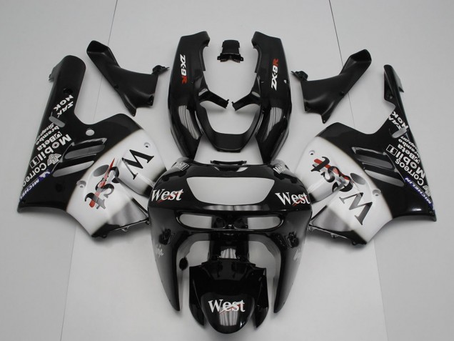 Carenados Moto Kawasaki ZX9R 1994-1997 - Negro Brillante Blanco West Asequibles