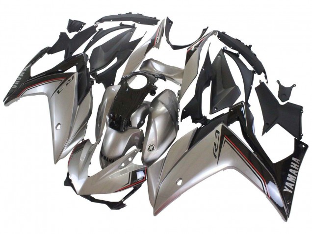Carenados Moto Yamaha YZF R3/R25 2015-2018 - Plata Negro Asequibles