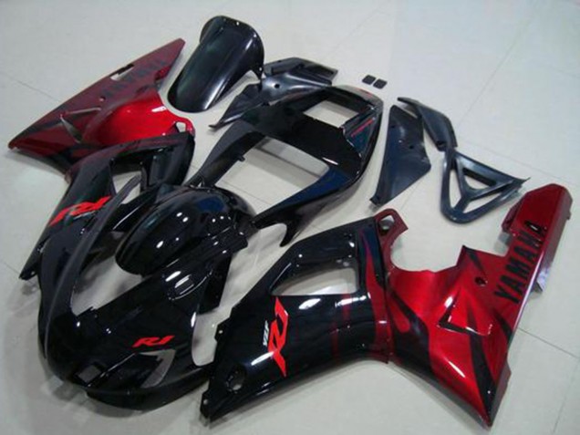 Carenados Moto Yamaha YZF R1 1998-1999 - Negro Brillante Rojo Asequibles