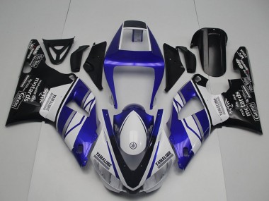 Carenados Moto Yamaha YZF R1 1998-1999 - Azul Blanco Negro Brillante Yamalube Motards Asequibles