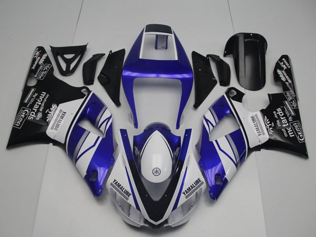 Carenados Moto Yamaha YZF R1 1998-1999 - Azul Blanco Negro Brillante Yamalube Motards Asequibles