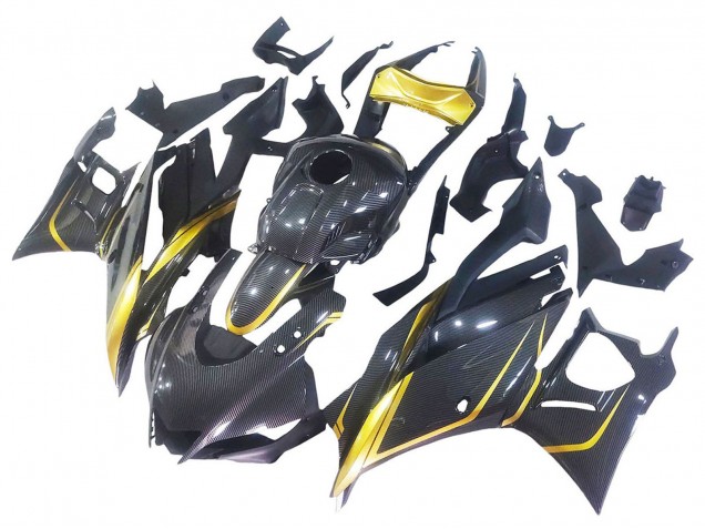 Carenados Moto Yamaha YZF R3/R25 2019-2021 - Oro Negro FibraCarbono Asequibles
