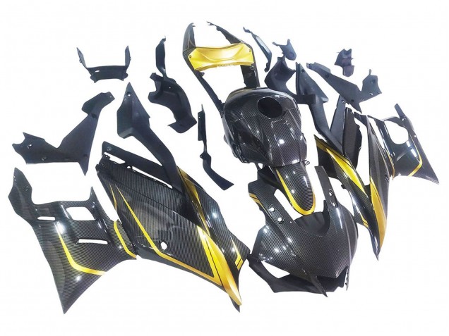 Carenados Moto Yamaha YZF R3/R25 2019-2021 - Oro Negro FibraCarbono Asequibles