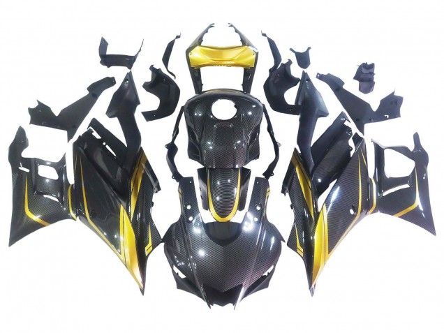 Carenados Moto Yamaha YZF R3/R25 2019-2021 - Oro Negro FibraCarbono Asequibles
