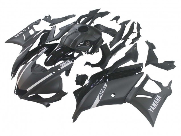 Carenados Moto Yamaha YZF R3/R25 2019-2021 - Negro Mate Plata Asequibles