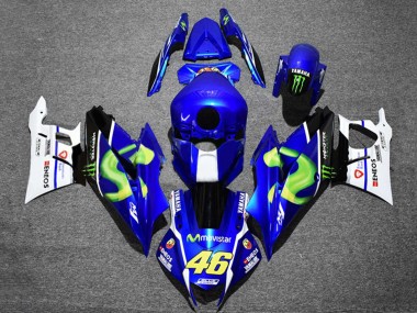 Carenados Moto Yamaha YZF R3/R25 2019-2021 - Azul Blanco Verde Negro Monstruo MoviStar ENEOS 46 Asequibles