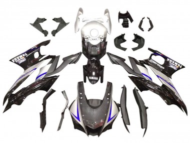 Carenados Moto Yamaha YZF R3/R25 2019-2021 - Plata Negro Brillante FibraCarbono Estilo Asequibles