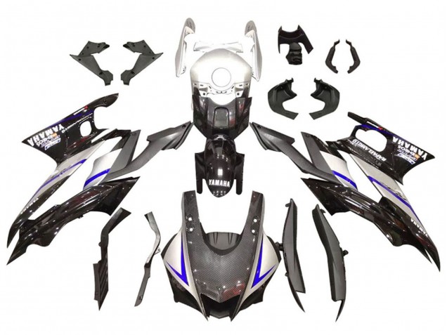 Carenados Moto Yamaha YZF R3/R25 2019-2021 - Plata Negro Brillante FibraCarbono Estilo Asequibles