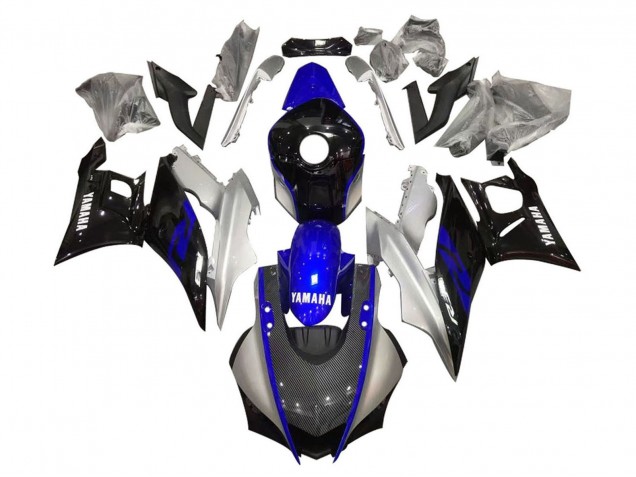 Carenados Moto Yamaha YZF R3/R25 2019-2021 - Plata Azul Negro FibraCarbono Estilo Asequibles