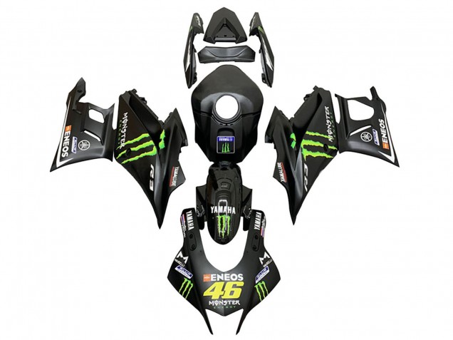 Carenados Moto Yamaha YZF R3/R25 2022-2024 - Negro Verde Monstruo ENEOS 46 Asequibles