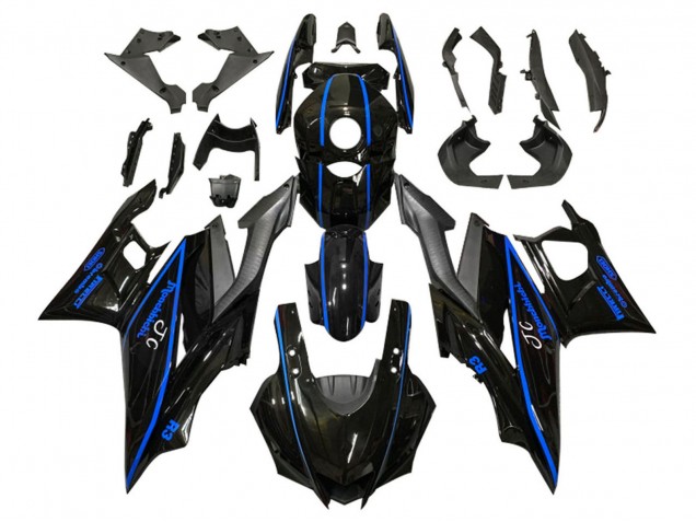 Carenados Moto Yamaha YZF R3/R25 2022-2024 - Negro Brillante Azul Asequibles