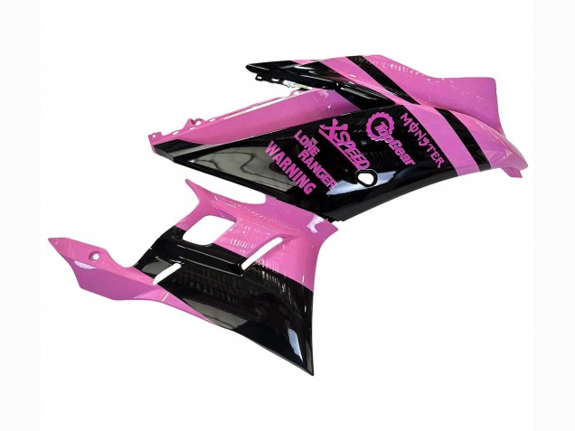 Carenados Moto Yamaha YZF R3/R25 2022-2024 - Rosa Negro Brillante Monstruo Asequibles