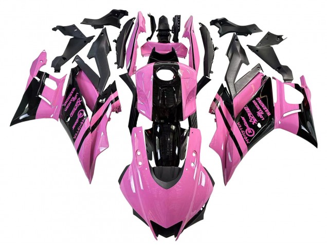 Carenados Moto Yamaha YZF R3/R25 2022-2024 - Rosa Negro Brillante Monstruo Asequibles
