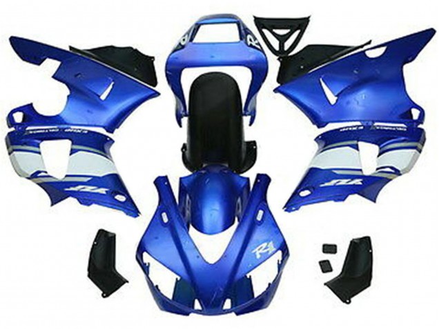Carenados Moto Yamaha YZF 1000 R1 1998-1999 - Azul Blanco Negro Brillante Asequibles