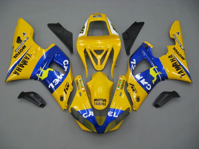 Carenados Moto Yamaha YZF 1000 R1 2000-2001 - Blanco Amarillo Azul Motul Camello Asequibles