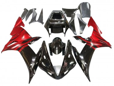Carenados Moto Yamaha YZF 1000 R1 2002-2003 - Negro Brillante Rojo Llama Asequibles
