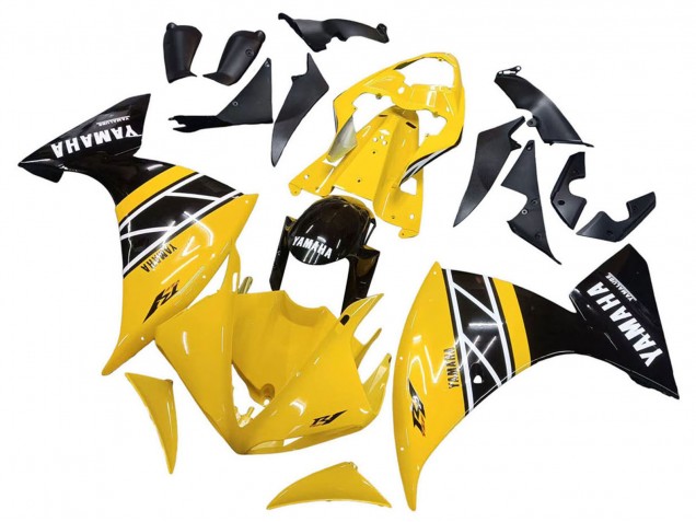 Kits Carenado Moto Yamaha YZF 1000 R1 2009-2011 - Amarillo Blanco Negro Raya Asequibles