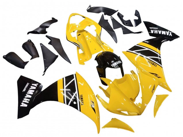 Kits Carenado Moto Yamaha YZF 1000 R1 2009-2011 - Amarillo Blanco Negro Raya Asequibles