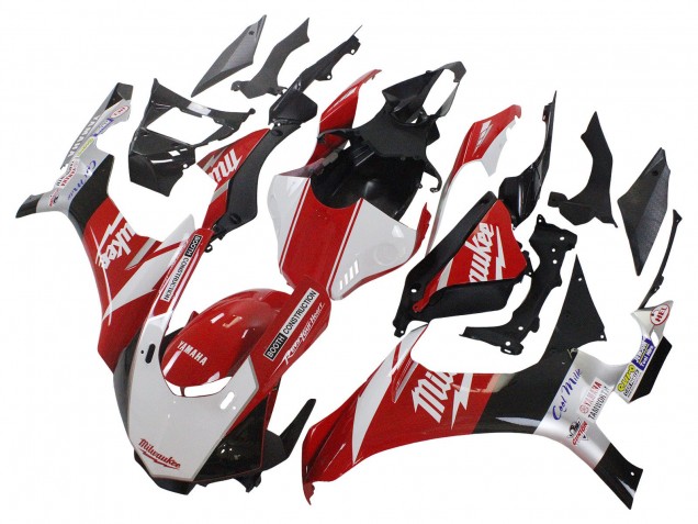 Carenado Moto Yamaha YZF 1000 R1 2015-2019 - Blanco Rojo Negro Milwaukee Asequibles