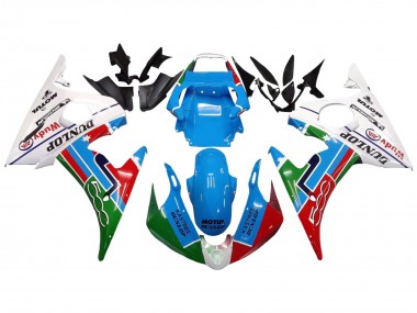 Carenados Moto Yamaha YZF R6S 2006-2009 - Blanco Azul Verde Rojo Kastinee Dunlop Motul Asequibles
