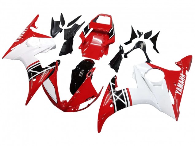Carenado Moto Yamaha YZF R6 2003-2004 - Blanco Rojo Negro Brillante Asequibles