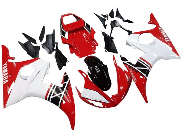 Carenado Moto Yamaha YZF R6 2003-2004 - Blanco Rojo Negro Brillante Asequibles
