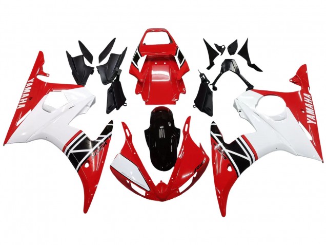 Carenado Moto Yamaha YZF R6 2003-2004 - Blanco Rojo Negro Brillante Asequibles