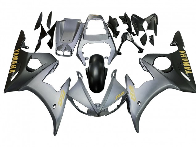 Carenados Moto Yamaha YZF R6S 2006-2009 - Gris Mate Negro Mate Oro Calcomanías Asequibles