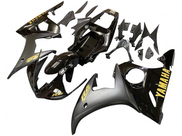 Carenados Moto Yamaha YZF R6S 2006-2009 - Negro Brillante Negro Mate Oro Calcomanías Asequibles