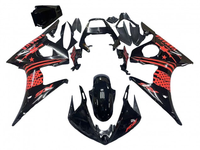 Carenado Moto Yamaha YZF R6S 2006-2009 - Negro Brillante Rojo Asequibles