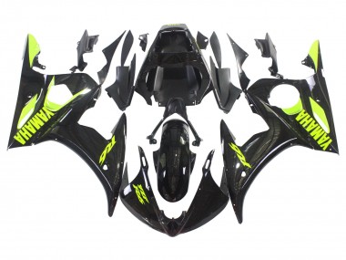Carenados Moto Yamaha YZF R6S 2006-2009 - Negro Brillante Neon Amarillo Asequibles